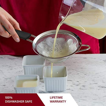 Bellemain Fine Mesh Strainer Basket - Stainless Steel Colander with Handle - Flour Sifter for Baking - Kitchen Food Strainer Sieve, Tea, Rice, Spaghetti, Pasta Strainer Set of 3-3.4”, 5.5”, 7.5”