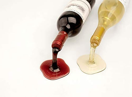Beyond123 Spilled Wine Bottle Holder - Fun and Unique Way to Display Your Favorite Wine - Red and White (Set of 2)