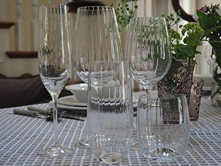 Wine Glasses Set of 6 - Pure Crystal Stemless Wine Glasses - Waterfall Edition - 12 Ounces