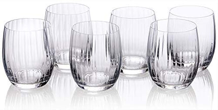 Wine Glasses Set of 6 - Pure Crystal Stemless Wine Glasses - Waterfall Edition - 12 Ounces