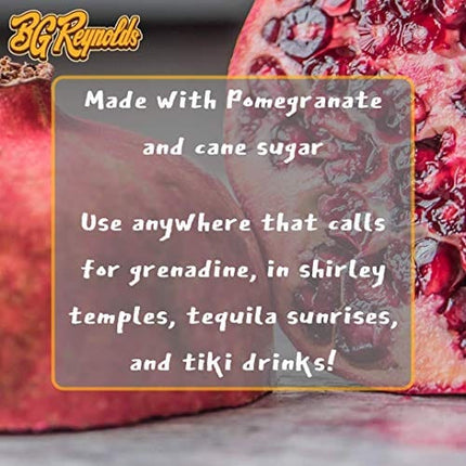 BG Reynolds Natural Tiki Cocktail Cane Syrup, Lush Grenadine, 750 ml, Packaging May Vary