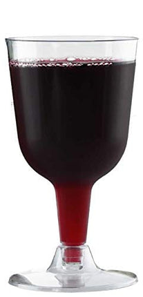 50 Disposable Wine Glasses | 7 oz. Premium Clear Hard Plastic Fancy Cups for Parties & Weddings (50-Pack) by BloominGoods (6 Ounce)