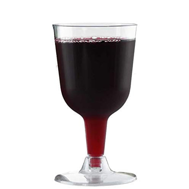 50 Disposable Wine Glasses | 7 oz. Premium Clear Hard Plastic Fancy Cups for Parties & Weddings (50-Pack) by BloominGoods (6 Ounce)