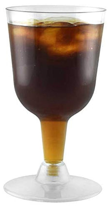 50 Disposable Wine Glasses | 7 oz. Premium Clear Hard Plastic Fancy Cups for Parties & Weddings (50-Pack) by BloominGoods (6 Ounce)