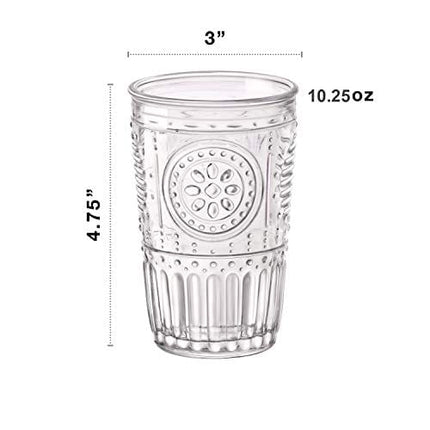 Bormioli Rocco Romantic Water Glass [Set Of 4] | 10.25 oz Premium Glass Set For Refreshments, Soda & Beverages | Italian Quality Glassware, Perfect For Dinner Parties, Bars & Restaurants