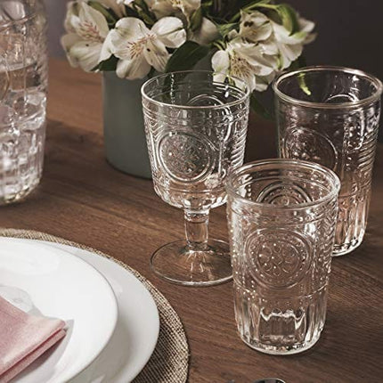 Bormioli Rocco Romantic Water Glass [Set Of 4] | 10.25 oz Premium Glass Set For Refreshments, Soda & Beverages | Italian Quality Glassware, Perfect For Dinner Parties, Bars & Restaurants
