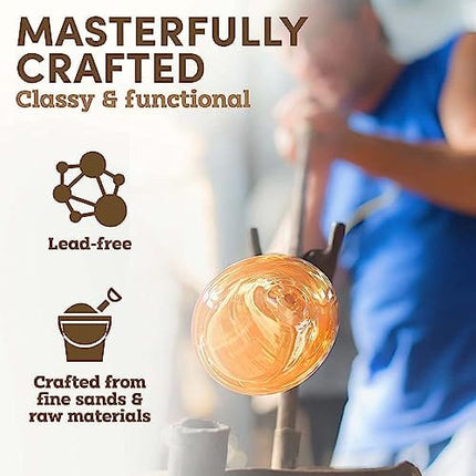 Bormioli Rocco Selecta Collection Whiskey Gift Set – Sophisticated Etched 33.75oz Decanter & 6 9.5oz Glass Tumblers With Starburst Detailing – For Whiskey, Bourbon, Scotch & Liquor