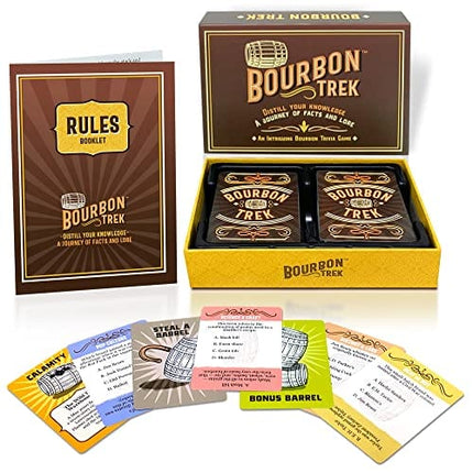 BourbonTrek Trivia Game - Embark on a Journey of Facts & Lore | Perfect Bourbon Gifts for Men with Four Fun Categories History, Science, Pop Culture, Neat or Not