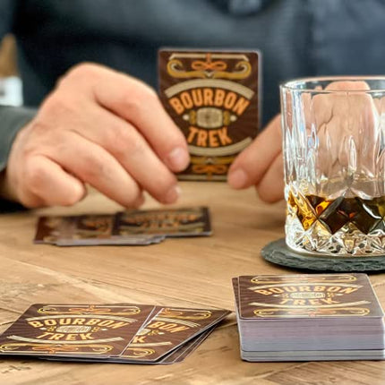 BourbonTrek Trivia Game - Embark on a Journey of Facts & Lore | Perfect Bourbon Gifts for Men with Four Fun Categories History, Science, Pop Culture, Neat or Not