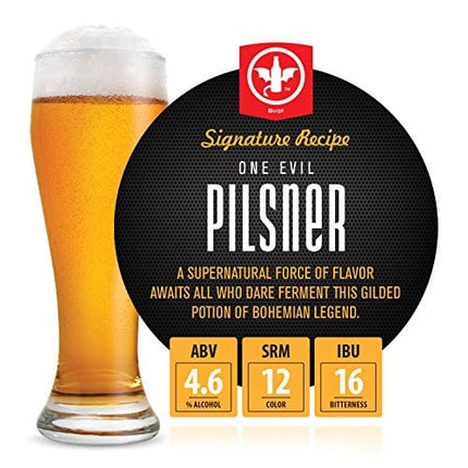 BrewDemon Craft Beer Kit with Bottles - Conical Fermenter Eliminates Sediment and Makes Great Tasting Home Made Beer - 1 gallon pilsner, stout, and IPA