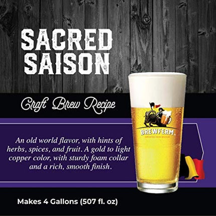 Brewferm Buckrider Belgian Homebrewing Premium Deluxe Brew Kit - Sacred Saison Premium Deluxe Craft Brew Mix - No Boil - Makes 15 Liters/ 4 gallons