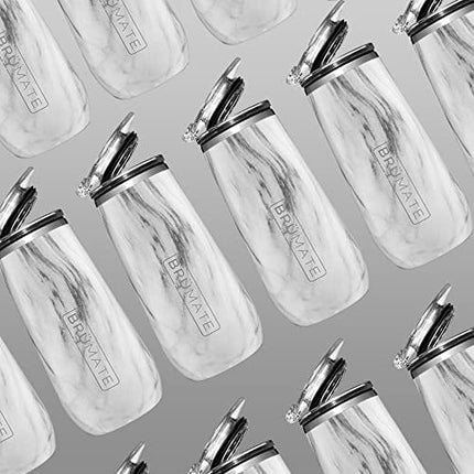 BrüMate 12oz Insulated Champagne Flute With Flip-Top Lid - Made With Vacuum Insulated Stainless Steel (Carrara)