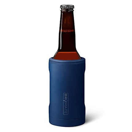 BrüMate Hopsulator Bott'l Insulated Bottle Cooler for Standard 12oz Glass Bottles | Glass Bottle Coozie Insulated Stainless Steel Drink Holder for Beer and Soda (Matte Navy)