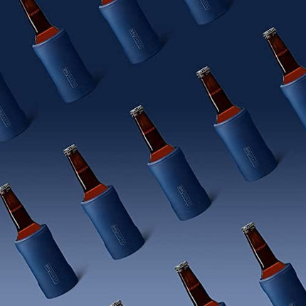 BrüMate Hopsulator Bott'l Insulated Bottle Cooler for Standard 12oz Glass Bottles | Glass Bottle Coozie Insulated Stainless Steel Drink Holder for Beer and Soda (Matte Navy)