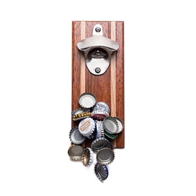 Bruntmor Strong Magnetic Zinc Alloy Wall Mounted Wine Opener & Cap Catcher Can Opener, Rust Resistance Bottle Opener Manual, Bar Accessories, Home Bar Opener For Mini Bar