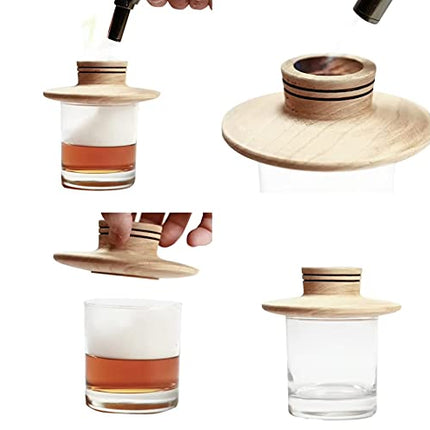 Oak Cocktail Smoker Kit with Torch – Bourbon Smoker kit - Whiskey Smoker kit with Torch Glass, Drink Smoker for Whiskey, Smoked Old Fashioned Drink Smoker kit, Whiskey Gifts for Men and Dad