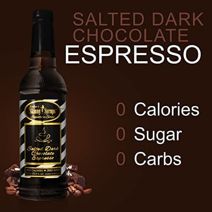 Jordan's Skinny Syrups Sugar Free Signature Series Salted Dark Chocolate Espresso 750 ml (Pack of 2) with By The Cup Coaster