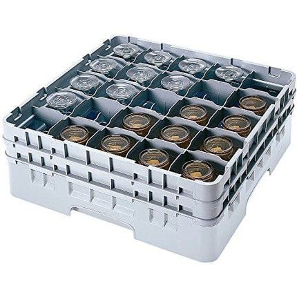 Cambro 25S418-151 4-1/2-Inch Camrack Plastic Stemware and Tumbler Glass Rack with 25 Compartments, Full, Soft Gray