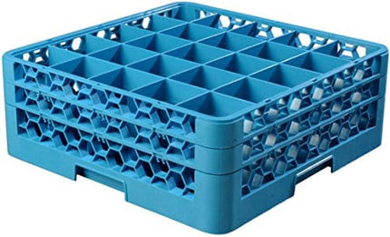 Carlisle FoodService Products RG25-214 OptiClean 25 Compartment Glass Rack with 2 Extenders, Blue