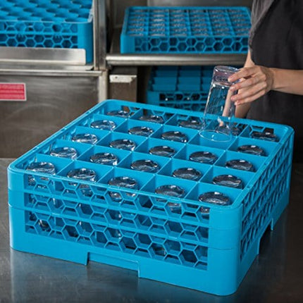 Carlisle FoodService Products RG25-214 OptiClean 25 Compartment Glass Rack with 2 Extenders, Blue