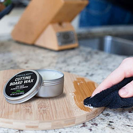 Caron & Doucet - Cutting Board & Butcher Block Conditioning Oil & Wood Finishing Wax Bundle | 100% Plant-Based & Vegan, Best for Wood & Bamboo Conditioning & Sealing | Does NOT Contain Mineral Oil!
