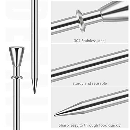 Cocktail Picks Stick, 20Pcs Cocktail Toothpicks, Stainless Steel Martini Olive Picks for Bar Barbecue Fruit, Bloody Mary Drink Sticks