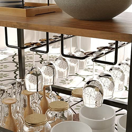 CharaVector Bar Carts for Home, Rolling Bar Serving Cart with Wine Rack, Liquor Wine Cart with 3 -Tier Storage Shelves, Metal Wine Rack and Glass Bottle Holder…