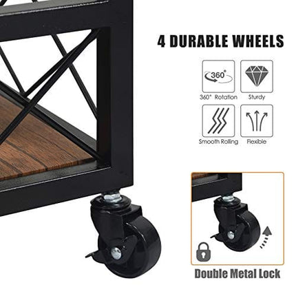 CharaVector Bar Carts for Home, Rolling Bar Serving Cart with Wine Rack, Liquor Wine Cart with 3 -Tier Storage Shelves, Metal Wine Rack and Glass Bottle Holder…