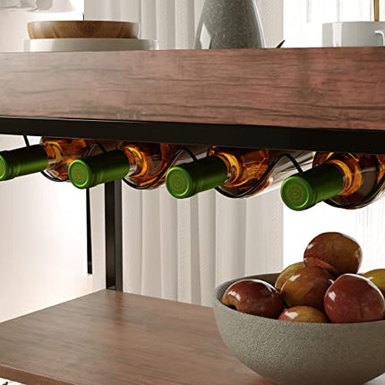 CharaVector Bar Carts for Home, Rolling Bar Serving Cart with Wine Rack, Liquor Wine Cart with 3 -Tier Storage Shelves, Metal Wine Rack and Glass Bottle Holder…