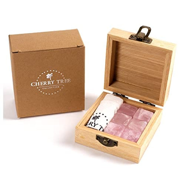 Cherry Tree Collection | Whisky Stones | Crystal Water Infusion Stones | Natural Gemstones | Set of 6 | Rose Quartz