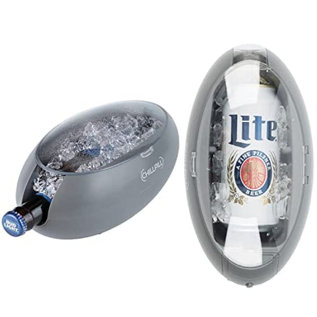 CHILLPILL Instant Beverage Chiller - Universal Can and Bottle Mini Cooler For Drinks - Rapid Drink Chiller for Beer and Soda Lovers - Portable Can Chiller - Personal Small Cooler Accessories