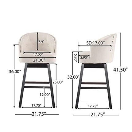 Christopher Knight Home Ogden Barstool, 2-Pcs Set, Beige