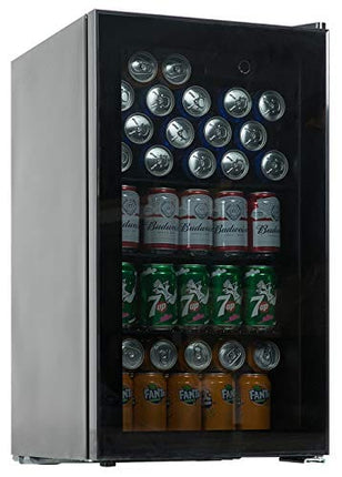 Cloud Mountain OKADA Beverage refrigerator or Wine Cooler with Glass Door for Beer, soda or Wine Mini Fridge freestanding for Home, Office or Bar - Drink Freezer for Party