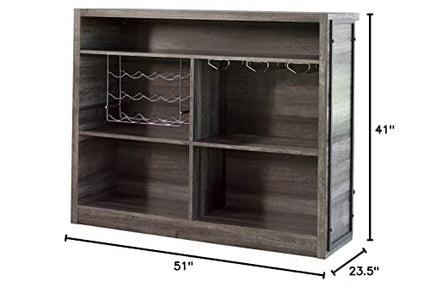 Coaster Furniture Rustic 5 Shelf Home Bar Cabinet Wine Storage Unit Aged Oak Dark Gunmetal 182071