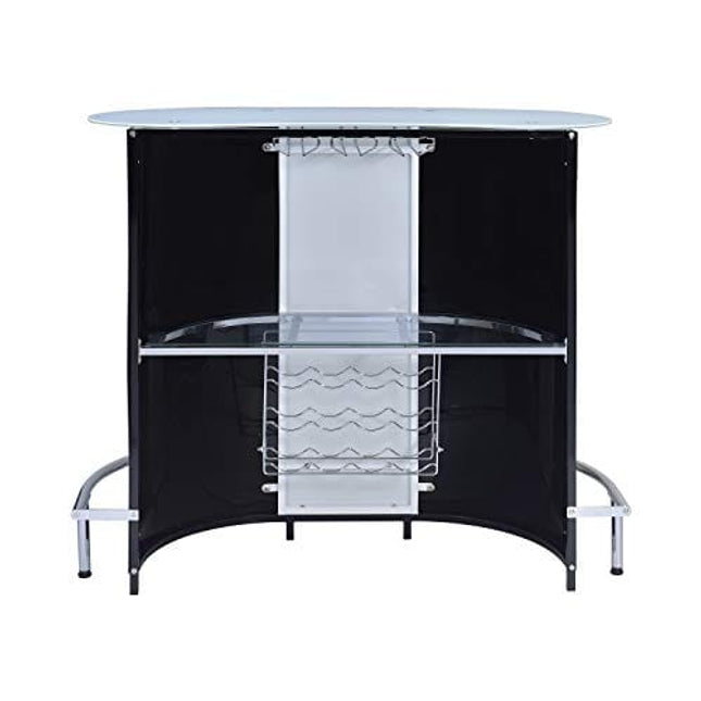 Coaster Home Furnishings Lacewing 1-Shelf Bar Unit Glossy Black and White