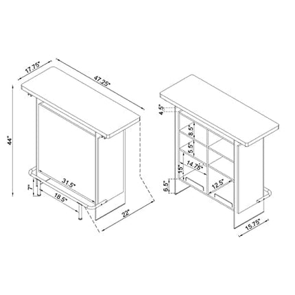 Coaster Home Furnishings Rectangular Bar Unit with Footrest and Glass Side Panels White High Gloss