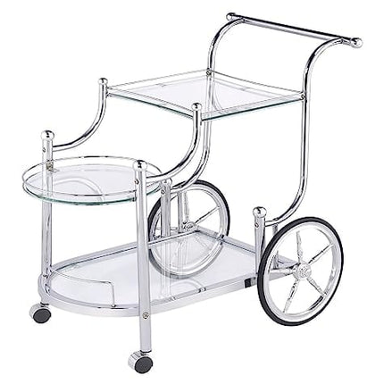 Coaster Home Furnishings Sarandon 3-Tier Serving Cart Chrome and Clear