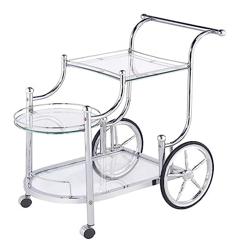 Coaster Home Furnishings Sarandon 3-Tier Serving Cart Chrome and Clear
