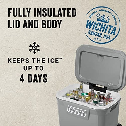 Coleman Ice Chest | Coleman 316 Series Wheeled Hard Coolers, 65 qt Rock Grey