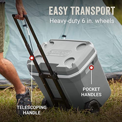 Coleman Ice Chest | Coleman 316 Series Wheeled Hard Coolers, 65 qt Rock Grey
