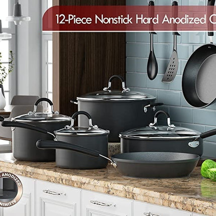 Cook N Home Professional Anodize Cookware, 2.5 Quarts, Black