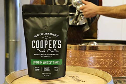 Bourbon Whiskey Barrel Aged Coffee - Whole Bean, Colombian Beans Aged in Kentucky Bourbon Whiskey Barrels - 12 oz Bags
