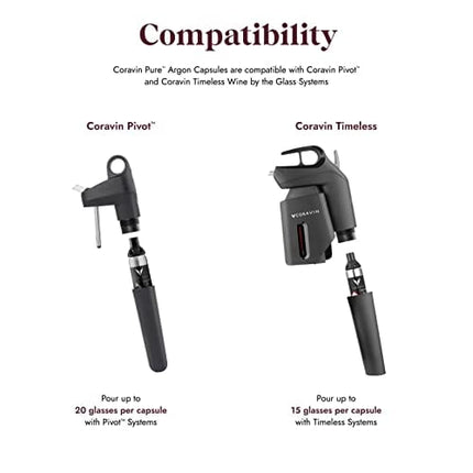 Coravin Pure Capsules - Argon Gas for Coravin Timeless and Coravin Pivot By-the-Glass Wine Saver Systems - Pack of 6