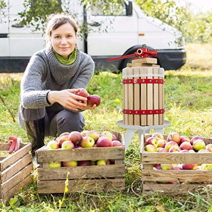 Costzon 1.6 Gallon Fruit and Wine Press, 6 Liter Solid Wood Basket Wine Making Press, Cider Apple Grape Crusher Juice Maker for Kitchen Home Outdoor