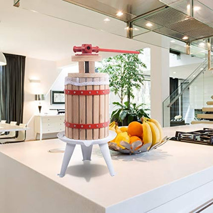 Costzon 1.6 Gallon Fruit and Wine Press, 6 Liter Solid Wood Basket Wine Making Press, Cider Apple Grape Crusher Juice Maker for Kitchen Home Outdoor