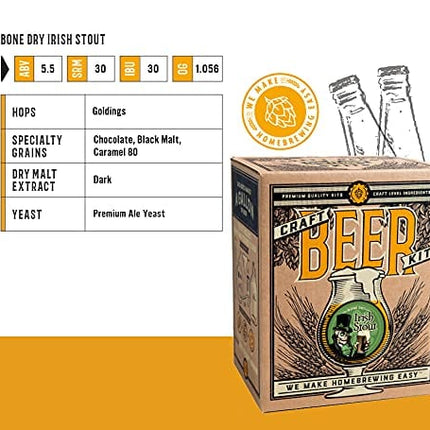 Craft A Brew - Irish Stout - Beer Making Kit - Make Your Own Craft Beer - Complete Equipment and Supplies - Starter Home Brewing Kit - 1 Gallon