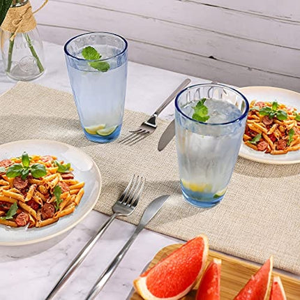 CREATIVELAND Highball Glass Tumbler Light Blue Set of 6, for Water,Cocktail,Juice,Beer,Iced Coffee,Clear Blue Glassware for Bar Kitchen,Thick & Heavy Glass Drinking Glasses with Heavy Base 16oz/450ML