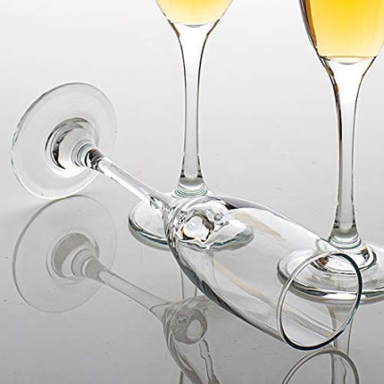 Set of 12, Champagne Glasses, 6 Ounce Champagne Flute, Lead-free Drinkware, Clear