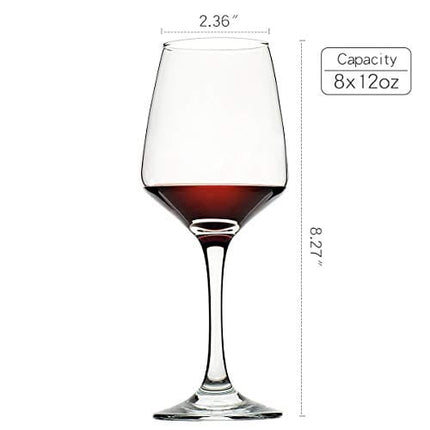 Wine Glasses Set of 8, 12oz, Lead-free, Clear, Durable Glassware