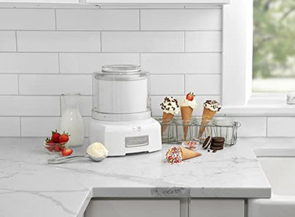 Cuisinart Ice Cream Maker Machine, 1.5 Quart Sorbet, Frozen Yogurt Maker, Double Insulated, White, ICE-21P1